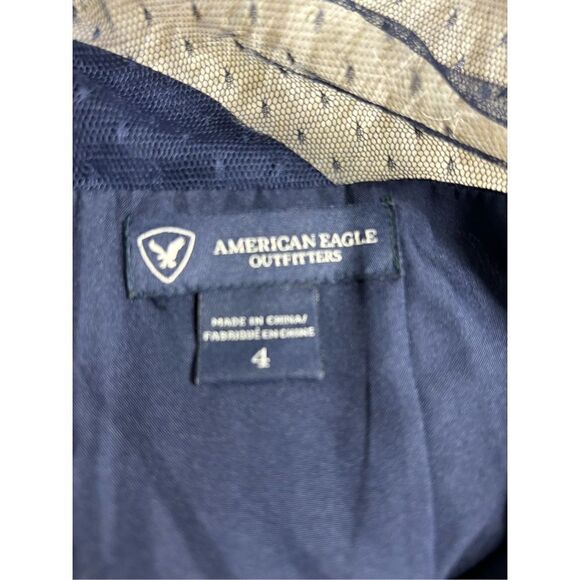 American Eagle Navy Blue Sheer Sleeveless Party Dress - Picture 6 of 7